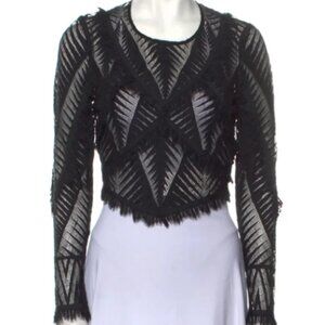 Ronny Kobo Lace See Through Black Detailed Top With Zipper Size Women's Small